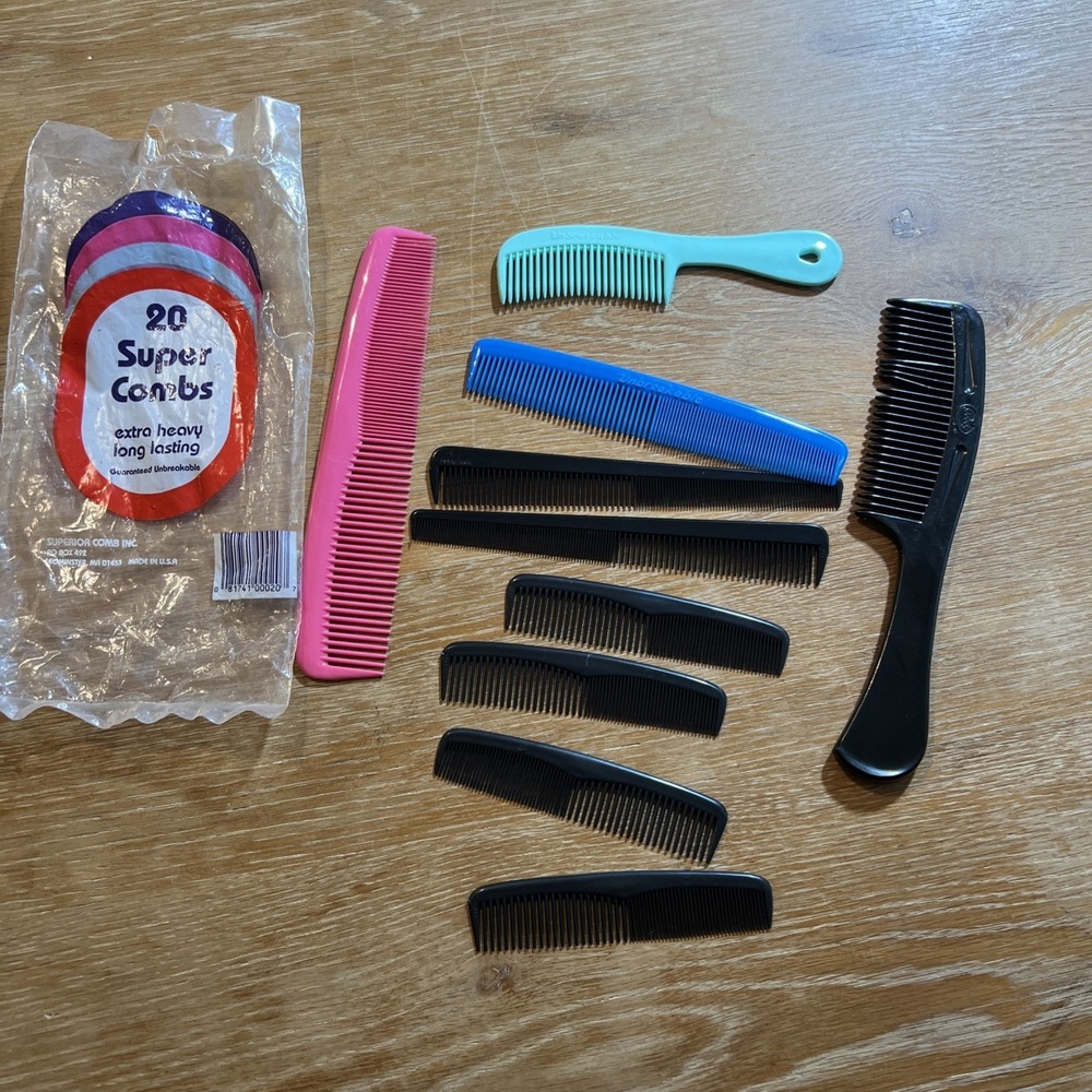 Lot of 10 Vintage Combs Hair Care Unbreakable USA Goody